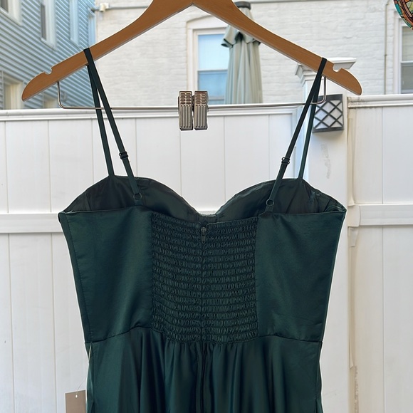 B.Darlin - Juniors' Pleated-Bodice High-Slit Evening Gown - Hunter Green  7/8 - Picture 11 of 17